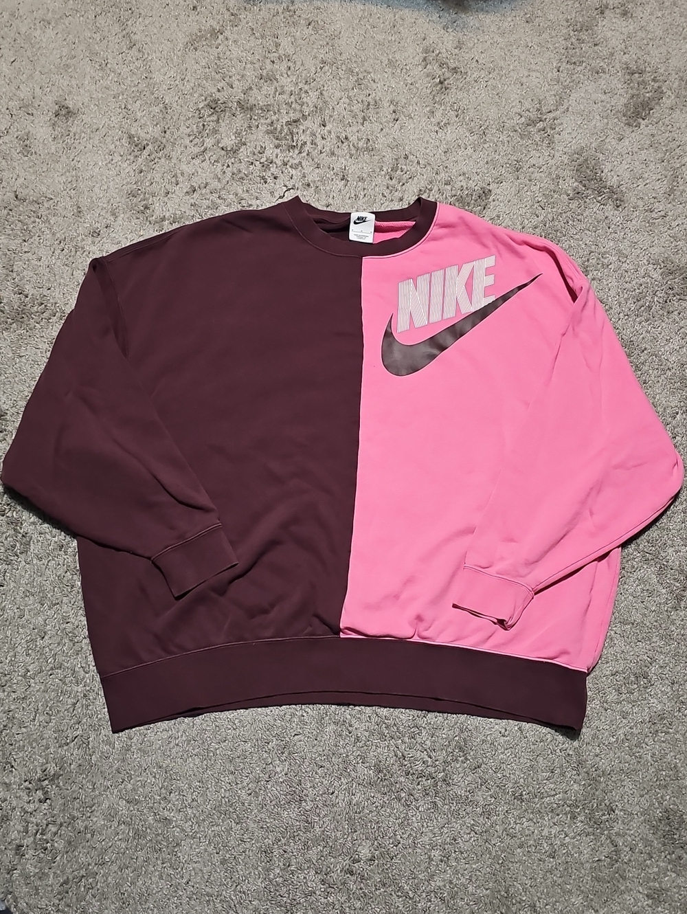 Nike Womens Oversized Colorblock Crew Neck Sweatshirt Size M